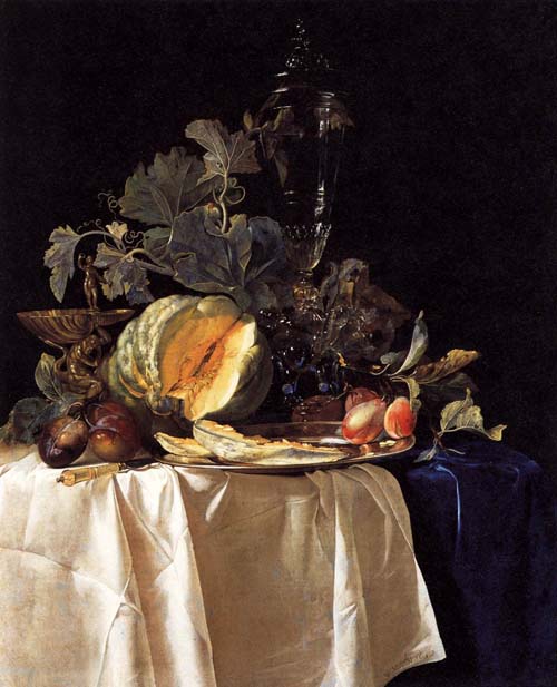 Натюрморт с фруктами и хрустальной вазой